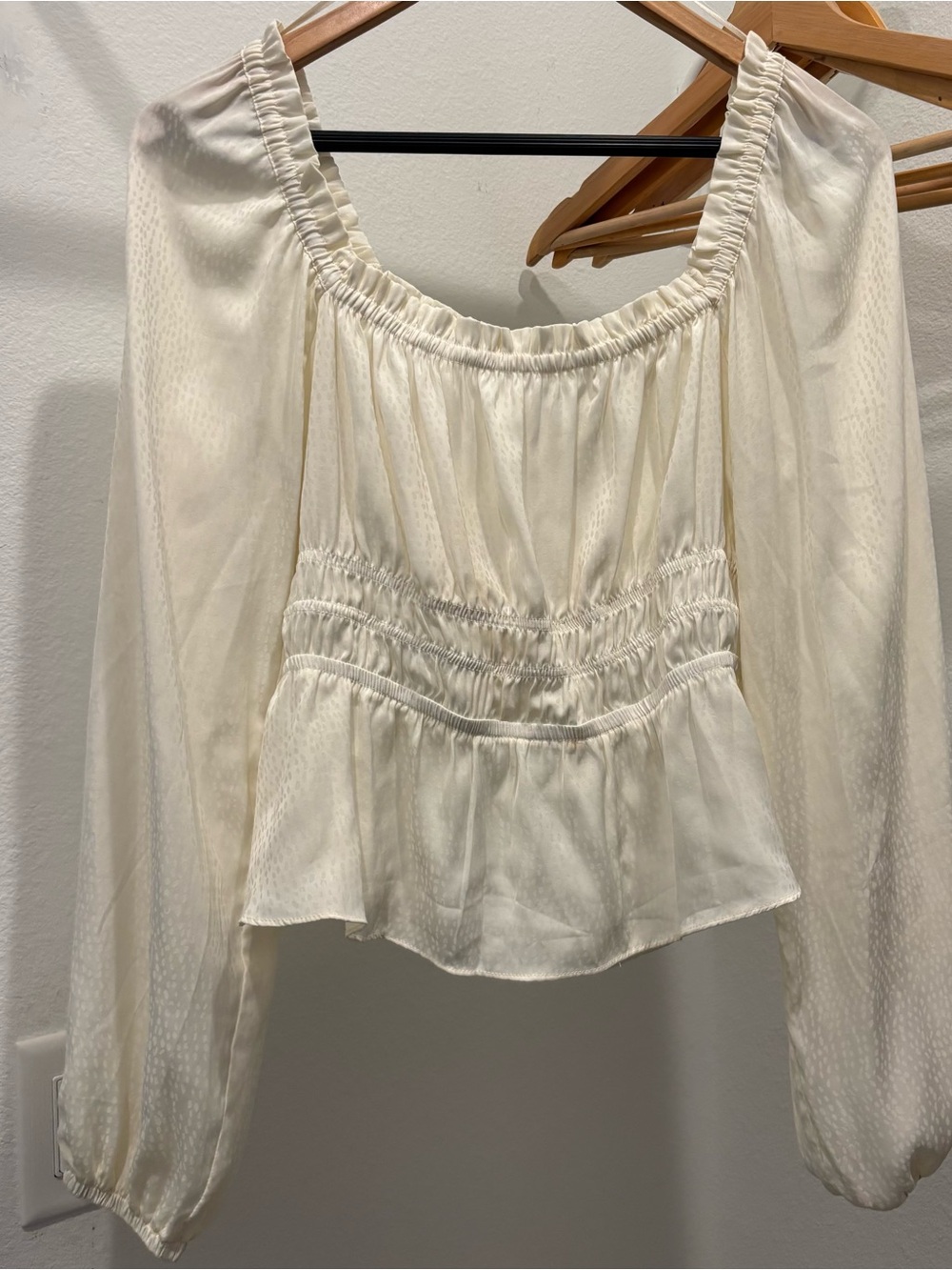 Melrose and Market Cream Smocked Peasant Blouse